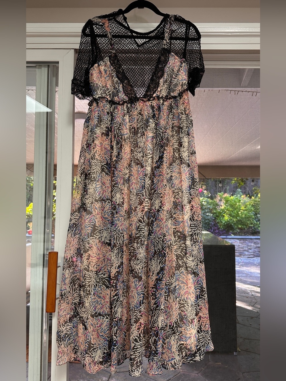 Free People Sheer Floral Maxi Dress with Black Mesh Back - Picture 5 of 5